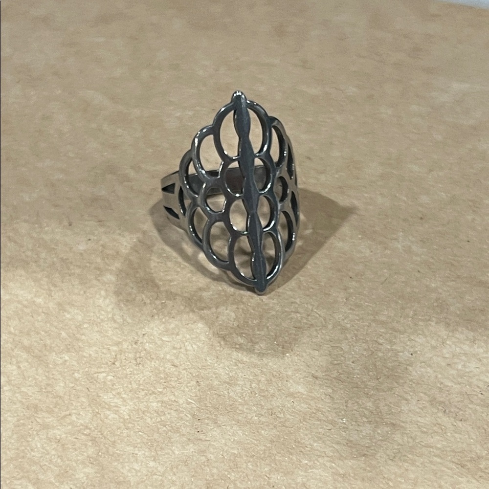 Intricate Stainless Steel Silver Filigree Ring